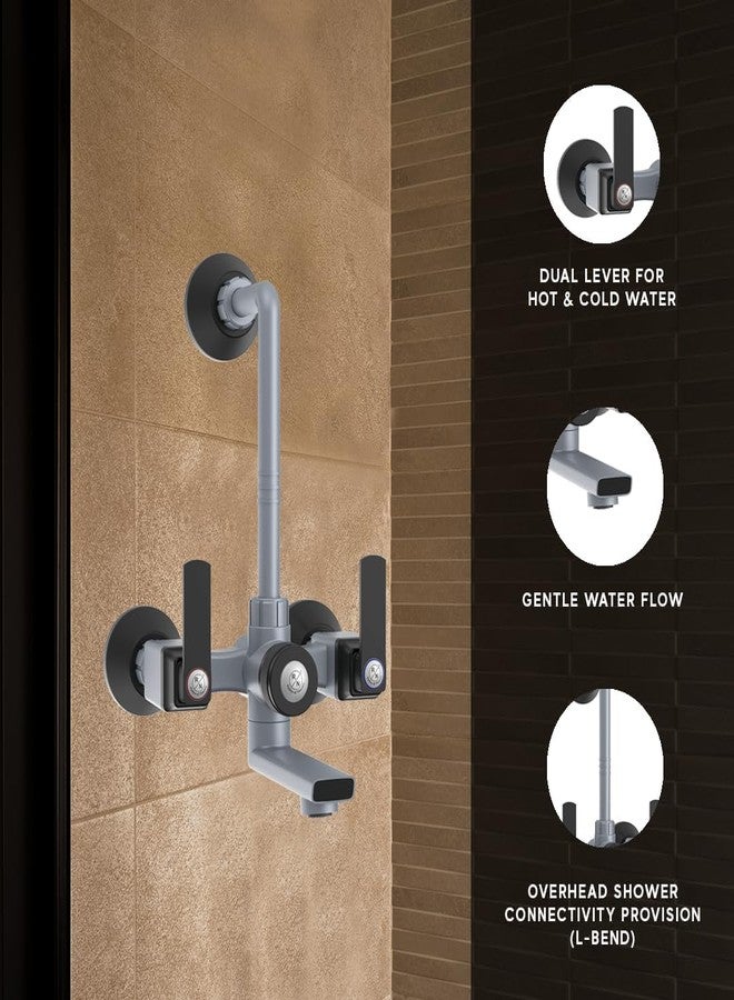 R. N. RN PTMT Superior Plastic Faucet 3 in 1 L-Bend Wall Mixer Tap for Bathroom for Hot & Cold Water | Provision to Connect Overhead Shower (Metallic-Grey-Black)_RNABP09B19 |20mm Cartridge| 3 Years Warranty - Image 4